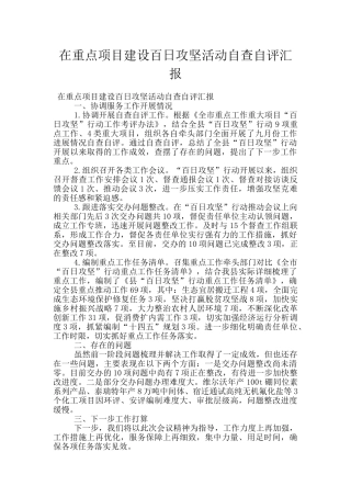 在重点项目建设百日攻坚活动自查自评汇报