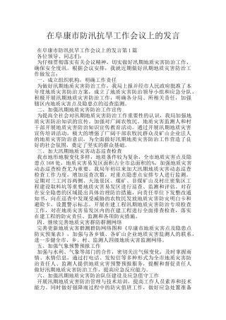 在阜康市防汛抗旱工作会议上的发言