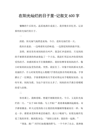 在阳光灿烂的日子里