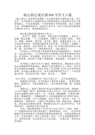 地心游记观后感800字作文5篇