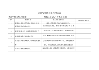 地质灾害防治工作检查表