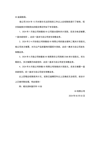 坏账损失专项报告