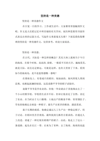 坚持是一种美德