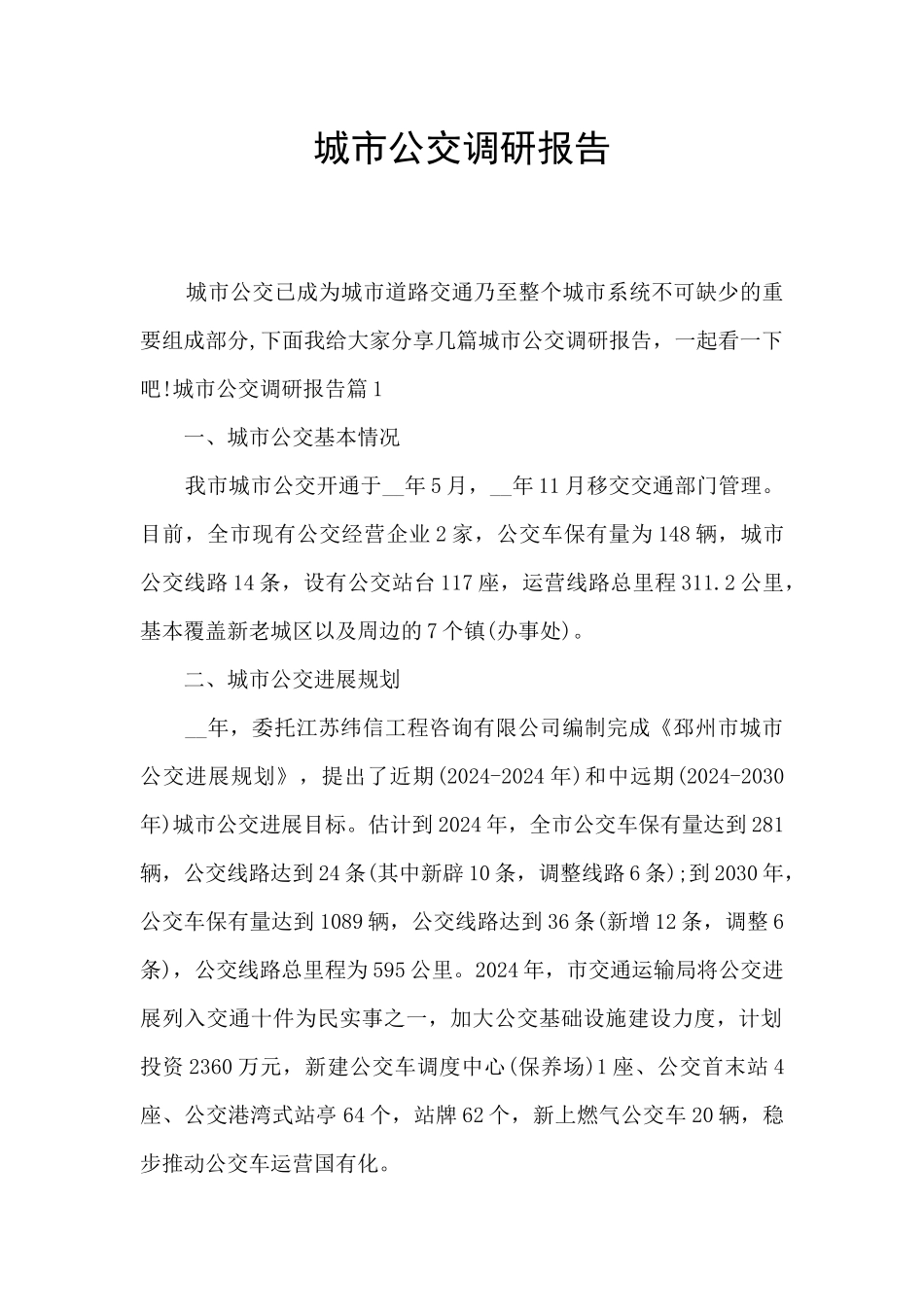 城市公交调研报告_第1页