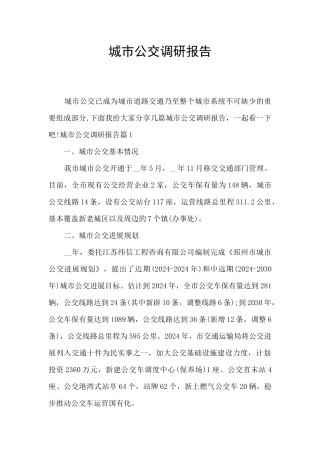 城市公交调研报告