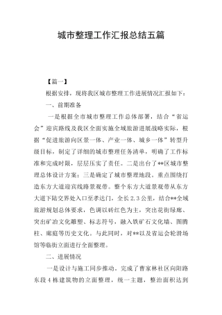 城市整理工作汇报总结五篇