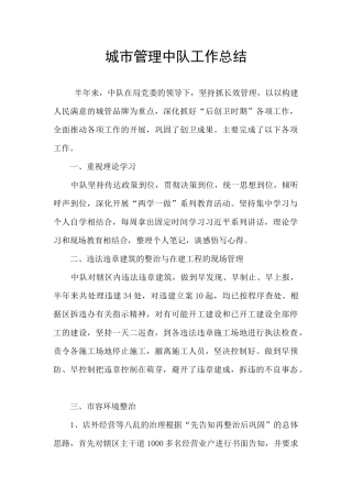 城市管理中队工作总结