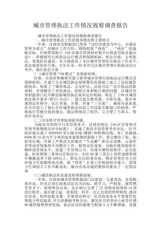 城市管理执法工作情况视察调查报告