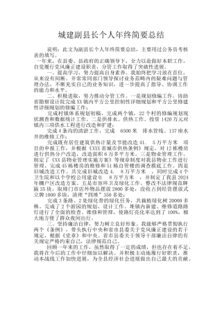 城建副县长个人年终简要总结