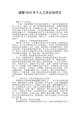城管2024年个人工作总结范文