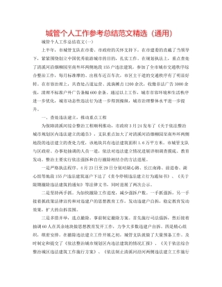 城管个人工作参考总结范文精选通用