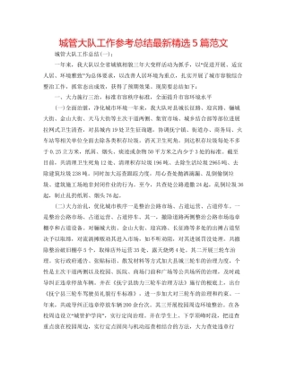 城管大队工作参考总结精选5篇范文