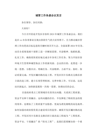 城管工作务虚会议发言