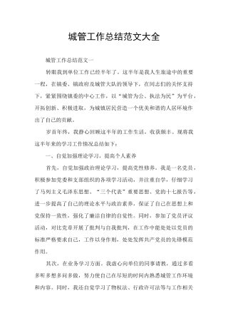 城管工作总结范文大全