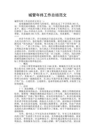 城管年终工作总结范文