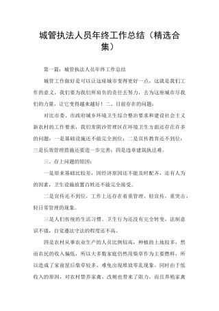 城管执法人员年终工作总结