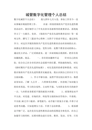 城管数字化管理个人总结