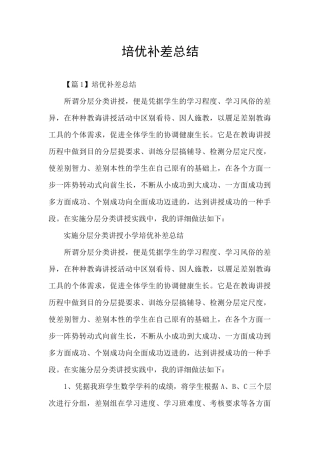 培优补差总结