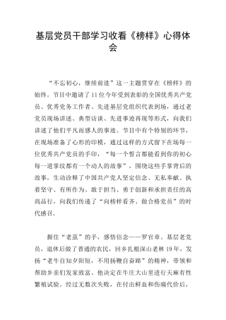 基层党员干部学习收看《榜样》心得体会