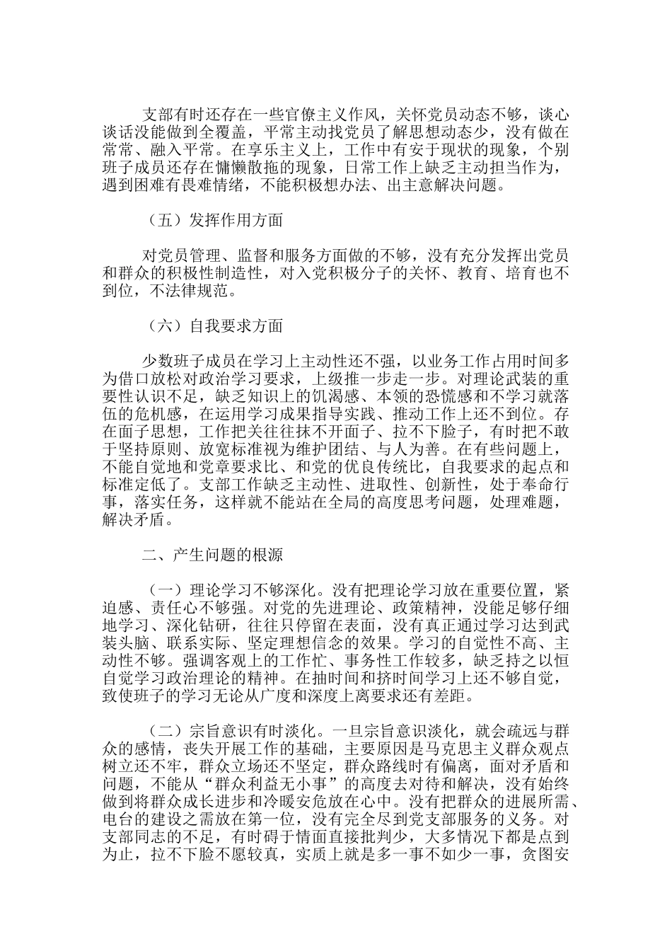 基层党支部对照检查材料2024_第2页