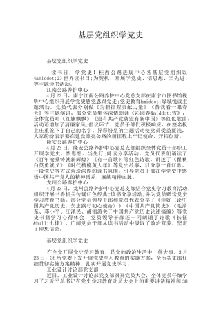 基层党组织学党史