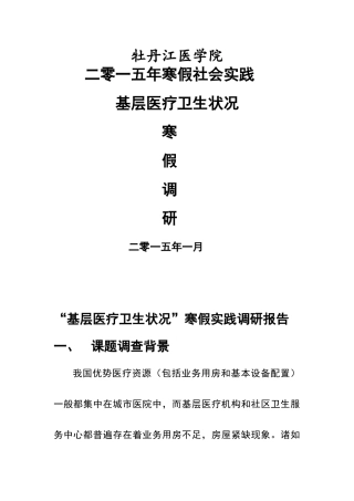 基层医疗状况调查报告