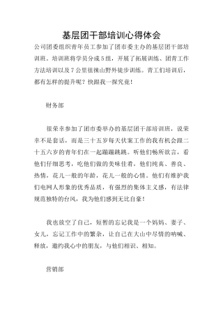 基层团干部培训心得体会