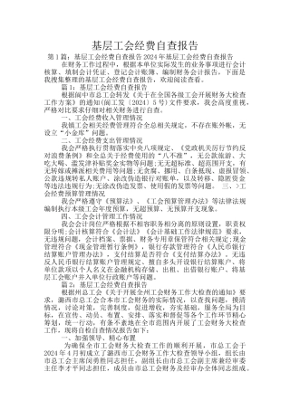 基层工会经费自查报告