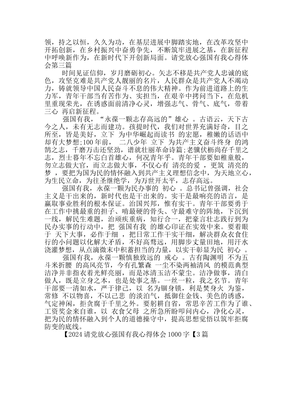 基层干部2024请党放心强国有我心得体会1000字_第3页