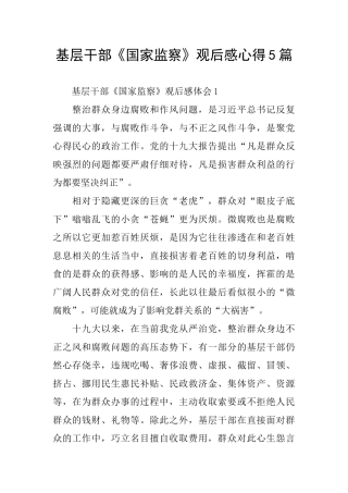 基层干部《国家监察》观后感心得5篇