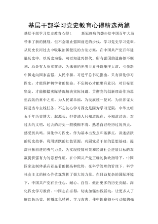 基层干部学习党史教育心得精选两篇