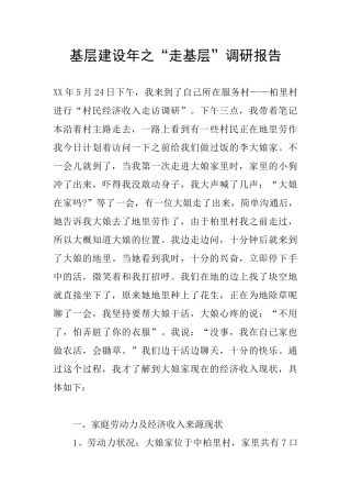 基层建设年之“走基层”调研报告