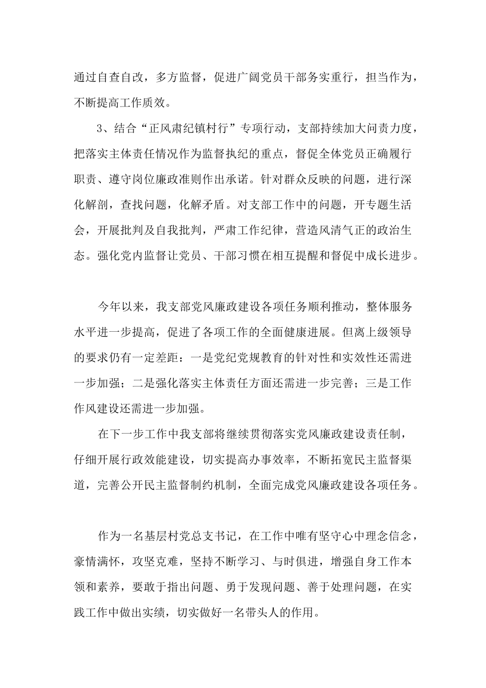 基层村党总支书记党风廉政建设工作述职_第3页