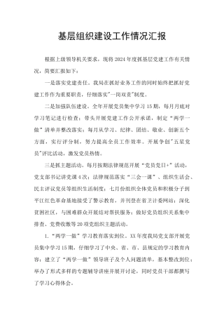 基层组织建设工作情况汇报