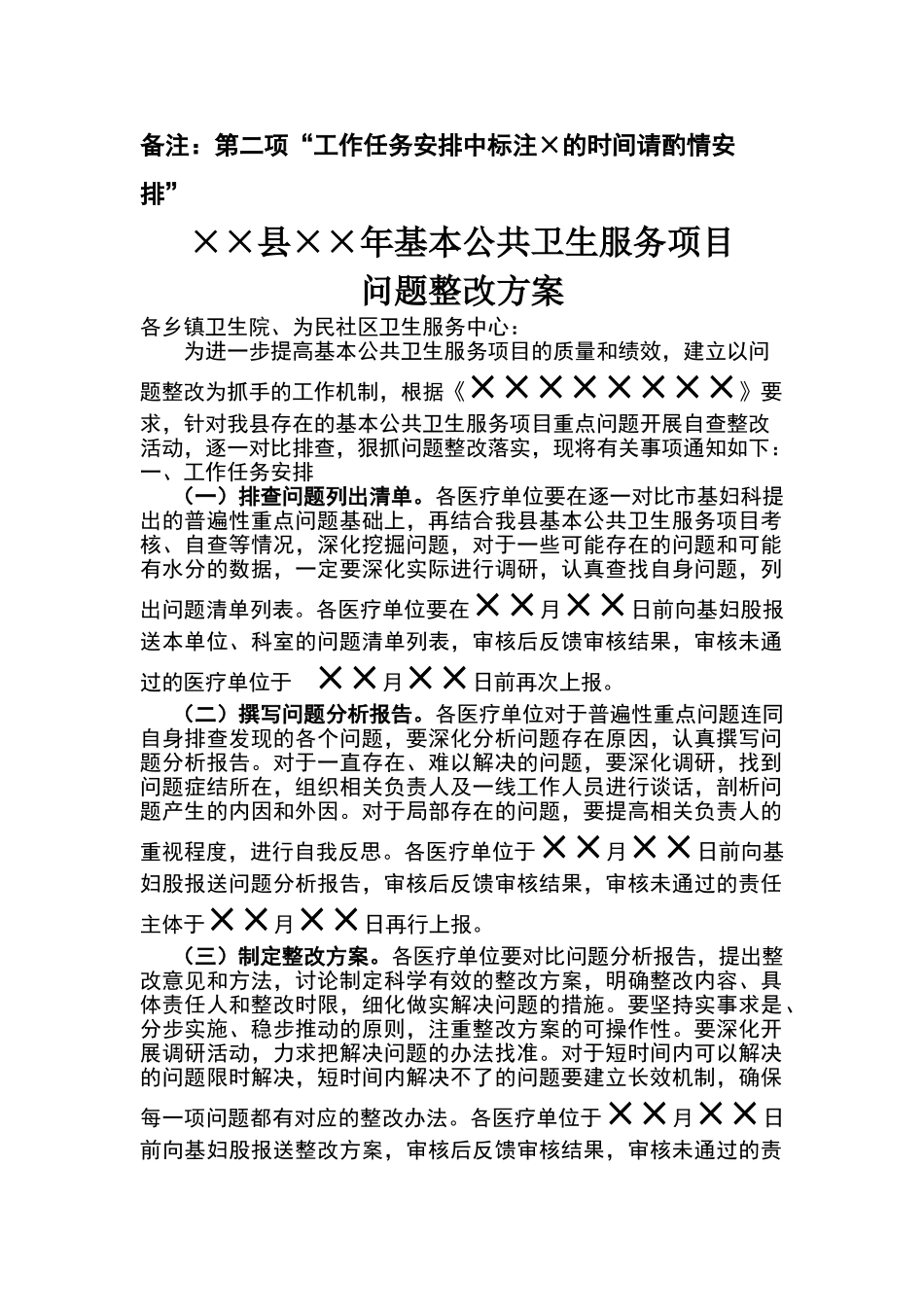 基本公共卫生服务项目整改方案_第1页