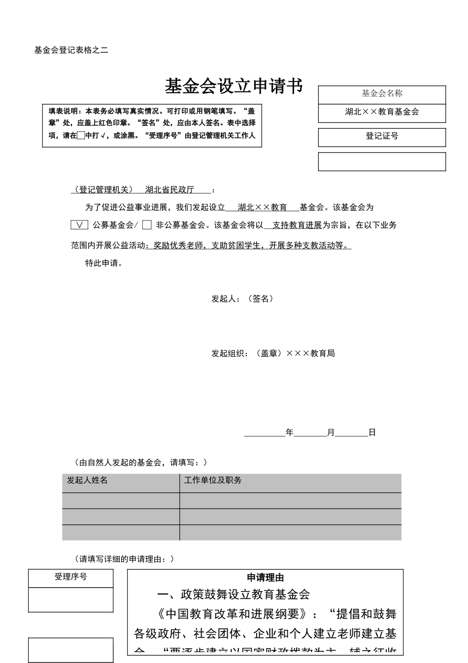 基金会设立申请书_第1页