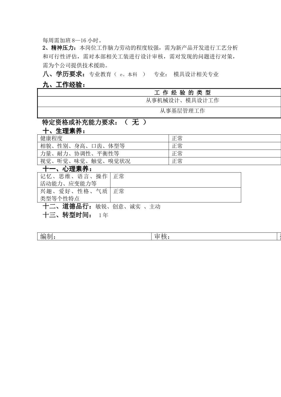 塑胶工程部经理岗位说明书_第3页