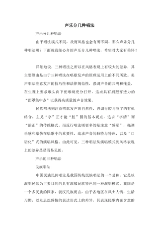 声乐分几种唱法