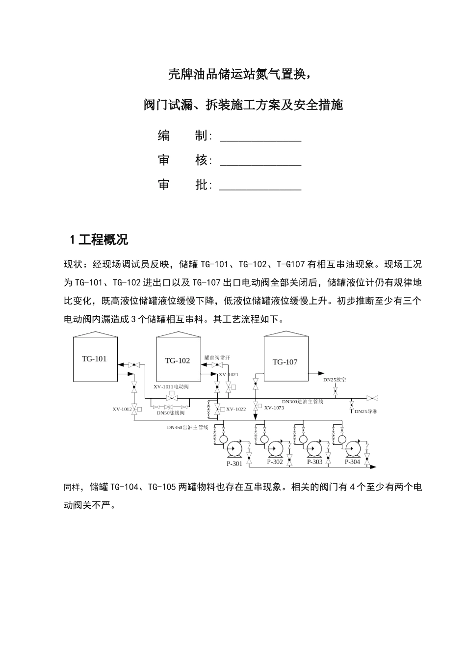 壳牌南港油库阀门项目部施工方案及安全措施_第1页
