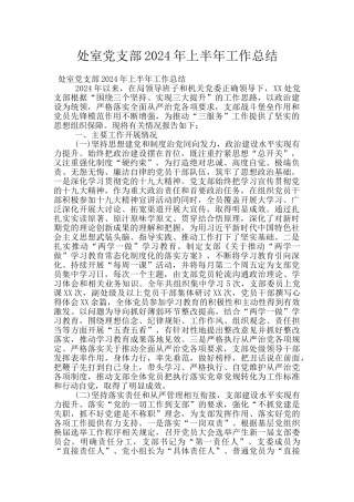 处室党支部2024年上半年工作总结