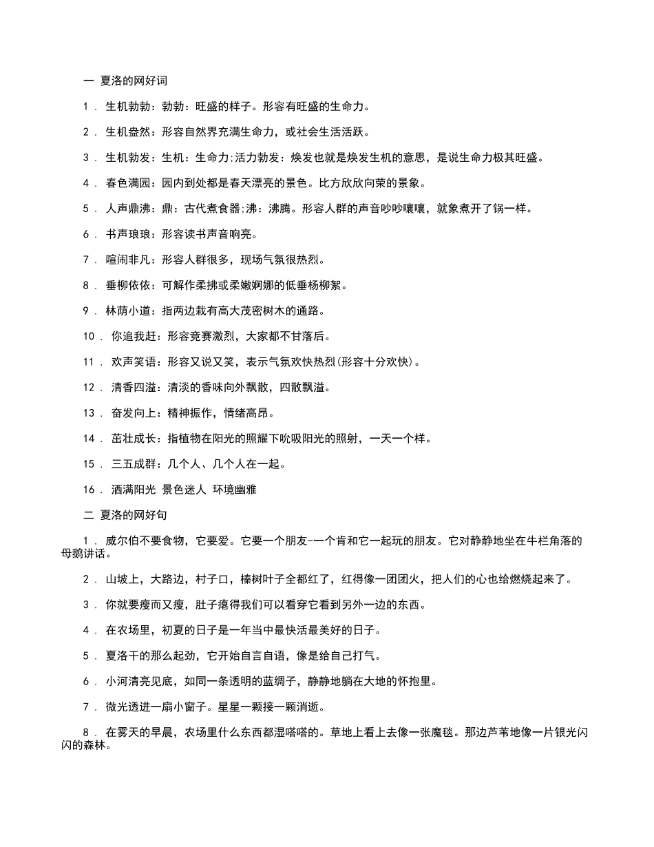 夏洛的网好词好句_第1页