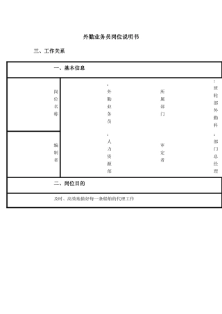 外勤业务员岗位职责