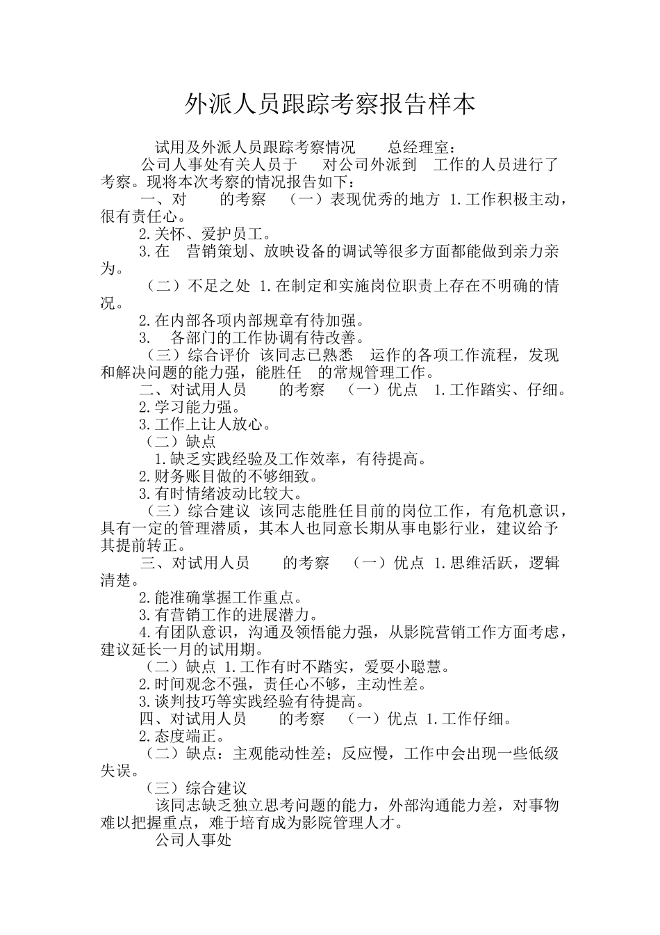 外派人员跟踪考察报告样本_第1页