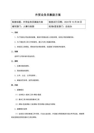 外贸业务员激励方案