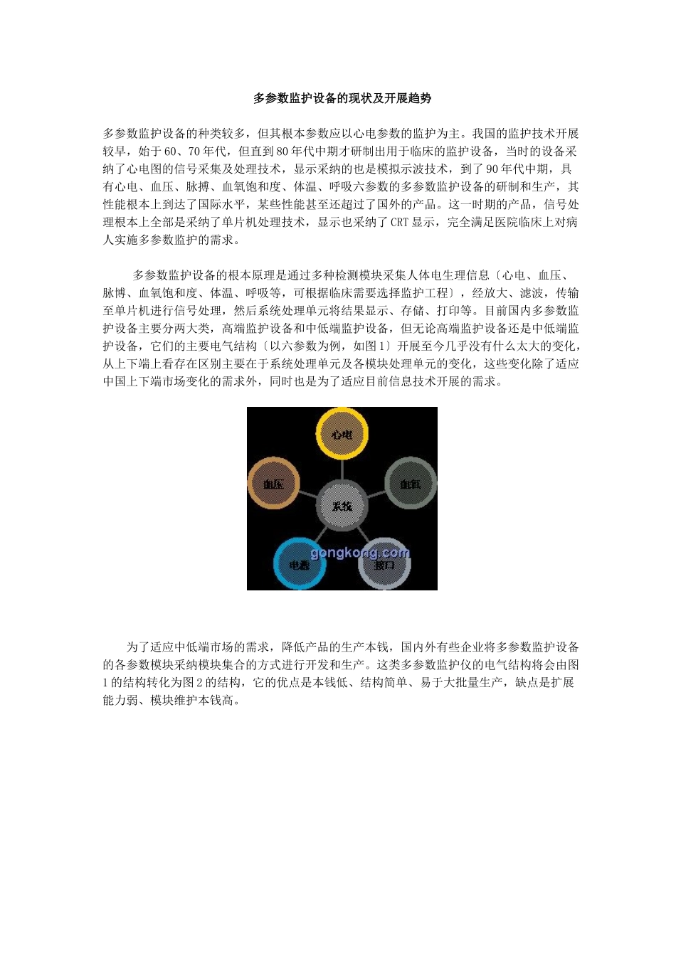 多参数监护设备的现状及发展趋势_第1页