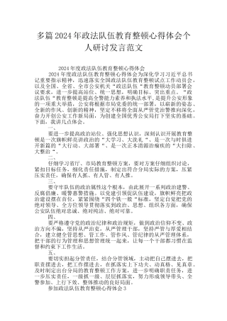 多篇2024年政法队伍教育整顿心得体会个人研讨发言范文