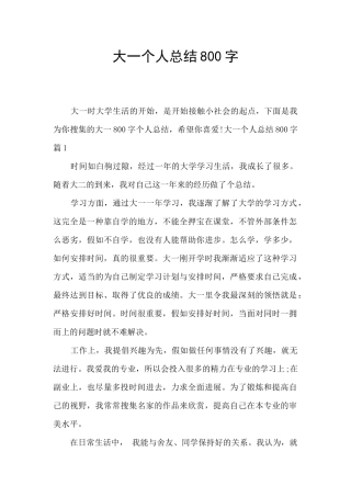 大一个人总结800字