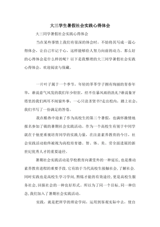 大三学生暑假社会实践心得体会