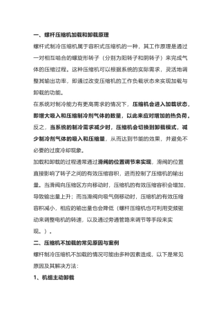 螺杆压缩机加-卸载原理与故障原因及案例