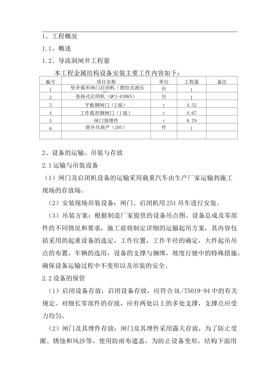 闸门安装施工技术方案_第1页